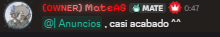 Mensaje de MateAG en Discord a las 0:47 escribiendo 'casi acabado ^^'