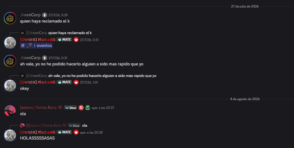 Captura de pantalla del servidor de MateAG completamente inactivo con más de una semana de silencio total